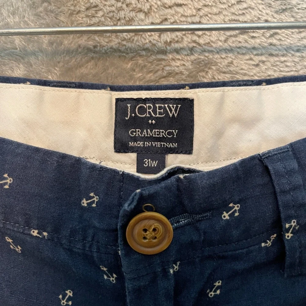 J.Crew Men Anchor Boating Preppy Novelty Gramercy High Rise Chino Short 31 Blue